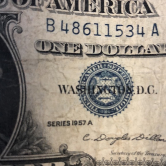 1957 series A Dollar blue stamp - Picture 3 of 6